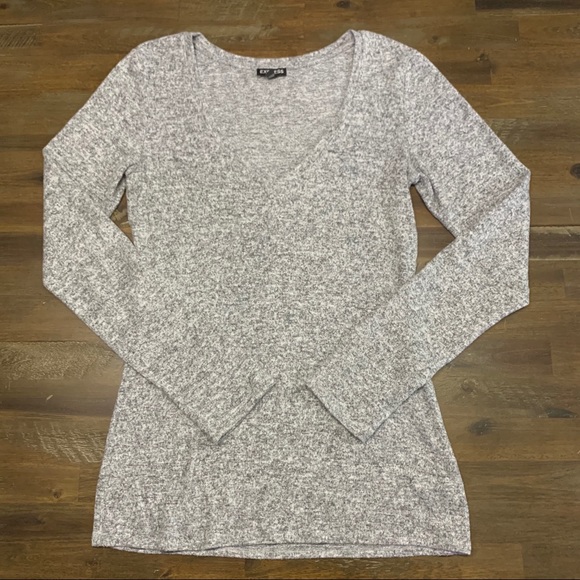 Express Sweaters - Express heathered gray v neck soft sweater